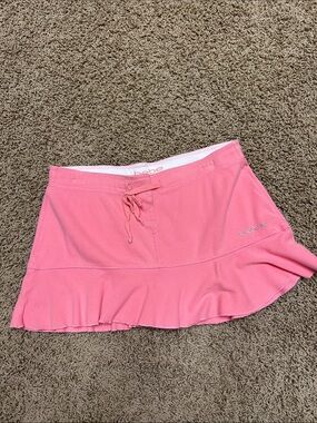 bebe Coral Pink Ruffle-Trim Mini Skirt